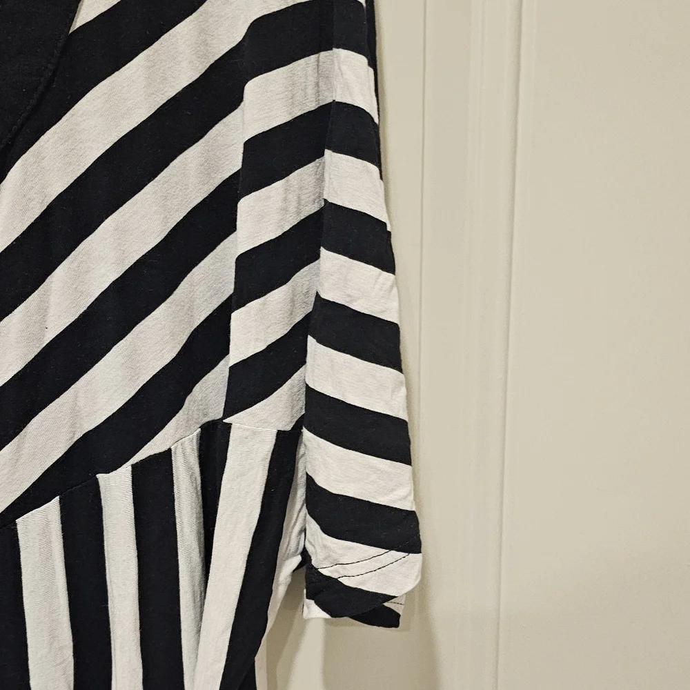 Asymmetrical Black and White Striped Dress